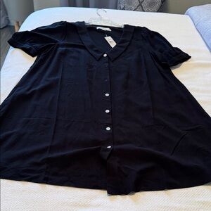 LOFT Black Button-Down Dress